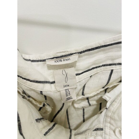 JOIE 100% Linen Striped Loose Wide Leg Pants Pockets Lightweight Breathable Sz 6 - Picture 4 of 7